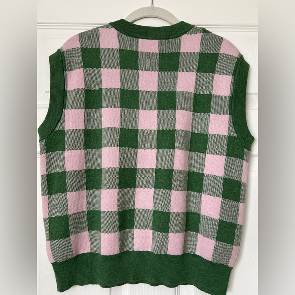 Boden Pink and Green Check Gingham Sweater Vest - Picture 3 of 5